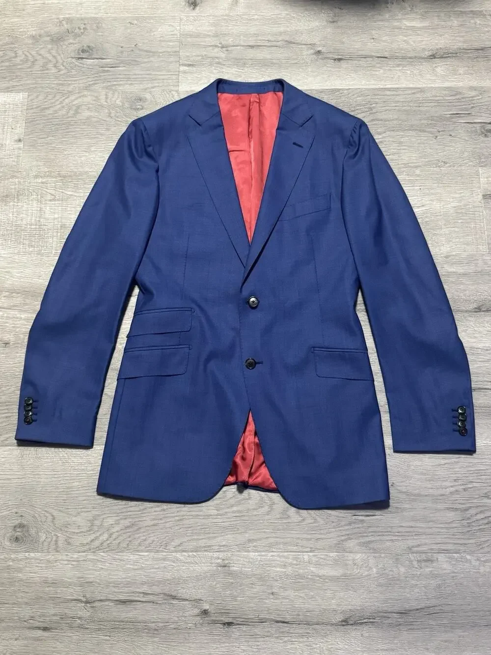 SuitSupply Sienna Jacket 42L Blue Drago Wool Super 130s Blazer Sport Coat EUC